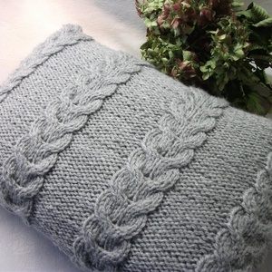 Kézzel kötött, szürke  párna huzat - otthon & életmód - lakástextil - díszpárnahuzat - Meska.hu