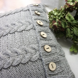 Kézzel kötött, szürke  párna huzat - otthon & életmód - lakástextil - díszpárnahuzat - Meska.hu