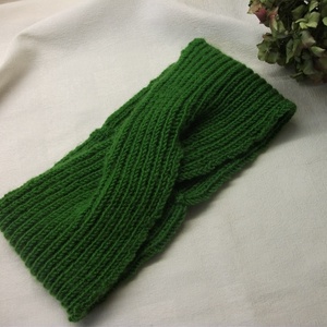 Lombzöld, atmeneti, kötött , széles fejpánt - ruha & divat - sál, sapka, kendő - fejpánt - Meska.hu