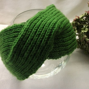 Lombzöld, atmeneti, kötött , széles fejpánt, Ruha & Divat, Sál, Sapka, Kendő, Fejpánt, Kötés, MESKA