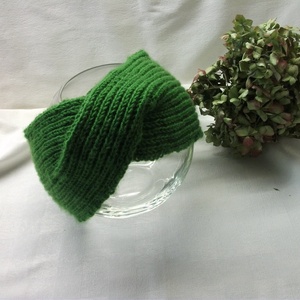 Lombzöld, atmeneti, kötött , széles fejpánt - ruha & divat - sál, sapka, kendő - fejpánt - Meska.hu