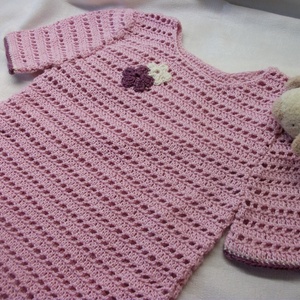 Horgolt, rózsaszín kislány felső, pulcsi - ruha & divat - babaruha & gyerekruha - pulóver - Meska.hu