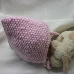 Kötött rózsaszín bébi sapka, fél éveseknek, nagyon meleg - ruha & divat - babaruha & gyerekruha - babasapka - Meska.hu