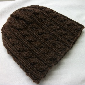 Sötétbarna, meleg, kötött férfi sapka - ruha & divat - sál, sapka, kendő - sapka - Meska.hu