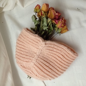 Puder rózsaszín kötött turbán, sapka  - ruha & divat - sál, sapka, kendő - sapka - Meska.hu