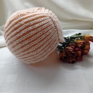 Puder rózsaszín kötött turbán, sapka  - ruha & divat - sál, sapka, kendő - sapka - Meska.hu