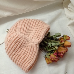 Puder rózsaszín kötött turbán, sapka , Ruha & Divat, Sál, Sapka, Kendő, Sapka, Kötés, MESKA