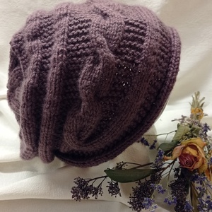 Szilva színű, meleg kötött, téli sapka , Ruha & Divat, Sál, Sapka, Kendő, Sapka, Kötés, MESKA