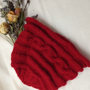 Sötét piros,meleg kötött, téli sapka  - ruha & divat - sál, sapka, kendő - sapka - Meska.hu