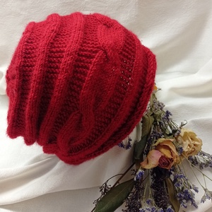 Sötét piros,meleg kötött, téli sapka , Ruha & Divat, Sál, Sapka, Kendő, Sapka, Kötés, MESKA