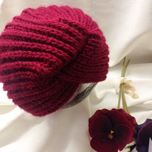 Bordo, meleg, téli, kötött turbán, sapka , Ruha & Divat, Sál, Sapka, Kendő, Sapka, Kötés, MESKA