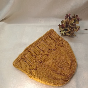 Mustár sárga kötött sapka áttört mintával - ruha & divat - sál, sapka, kendő - sapka & sál szett - Meska.hu