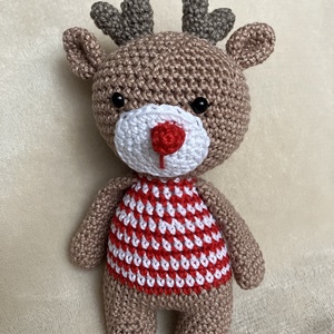 Amigurumi horgolt rénszarvas , Karácsony, Karácsonyi lakásdekoráció, Karácsonyi manók, figurák, Horgolás, MESKA