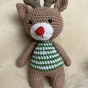 Amigurumi horgolt rénszarvas, Karácsony, Karácsonyi lakásdekoráció, Karácsonyi manók, figurák, , MESKA