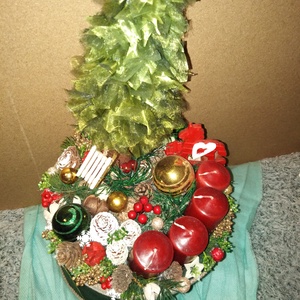  Fenyőfás nagy  dob Karácsonyi asztaldísz  - karácsony - adventi díszek - adventi asztaldísz - adventi díszek - Meska.hu