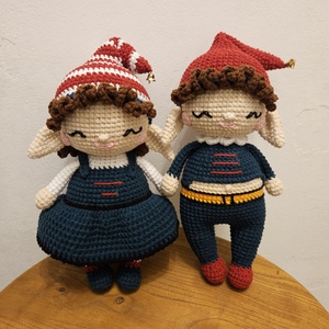 Karácsonyi manó pár - horgolt figurák, Játék & Sport, Plüssállat & Játékfigura, Nyuszi, Horgolás, MESKA