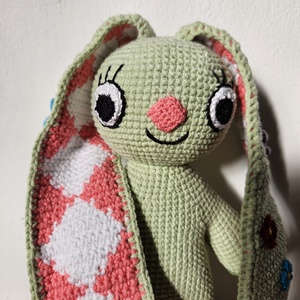 Hippi kockásfülű nyúl - horgolt játékfigura, Játék & Sport, Plüssállat & Játékfigura, Nyuszi, Horgolás, MESKA