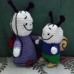 Bogyó és Babóca horgolt figurák - játék & sport - plüssállat & játékfigura - csiga - Meska.hu
