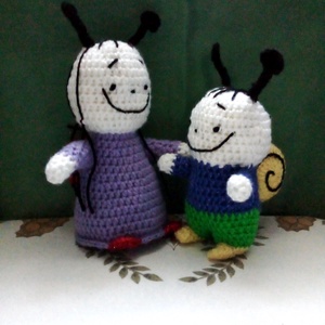 Bogyó és Babóca horgolt figurák - játék & sport - plüssállat & játékfigura - csiga - Meska.hu