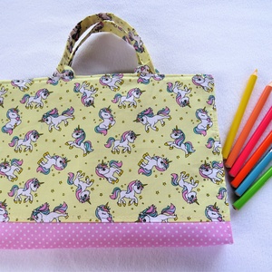 Hordozható, összecsukható ceruza és füzettartó - Unikornisok, Otthon & Életmód, Papír, írószer, Tolltartó & Ceruzatekercs, Varrás, MESKA