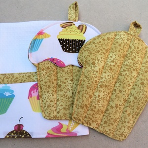 Cupcake sütőkesztyűk törlőkendővel - otthon & életmód - konyhafelszerelés, tálalás - konyhai textil - edényfogó & edényfedő - Meska.hu