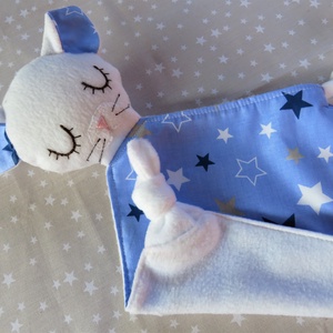 Cicás játszókendő kék csillagokkal - játék & sport - 3 éves kor alattiaknak - alvóka & rongyi - Meska.hu