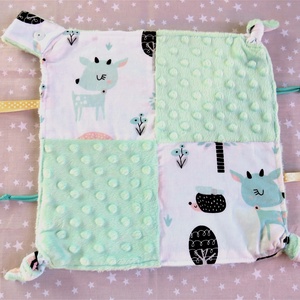 Játszókendő - Őzike mintás, menta színű minkyvel, Játék & Sport, 3 éves kor alattiaknak, Alvóka & Rongyi, Varrás, MESKA