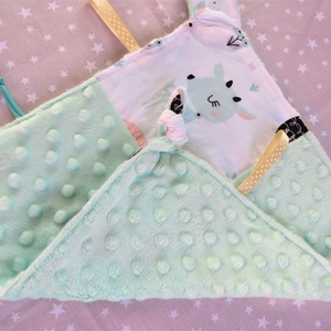 Játszókendő - Őzike mintás, menta színű minkyvel - játék & sport - 3 éves kor alattiaknak - alvóka & rongyi - Meska.hu