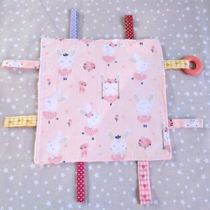 Játszókendő - balerina nyuszi rózsaszín minkyvel, Játék & Sport, 3 éves kor alattiaknak, Alvóka & Rongyi, Varrás, MESKA