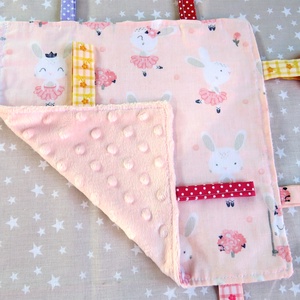 Játszókendő - balerina nyuszi rózsaszín minkyvel - játék & sport - 3 éves kor alattiaknak - alvóka & rongyi - Meska.hu