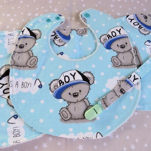 Babaköszöntő ajándékcsomag - Kék fiú mackós - játék & sport - babalátogató ajándékcsomag - Meska.hu
