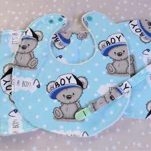 Babaköszöntő ajándékcsomag - Kék fiú mackós, Játék & Sport, Babalátogató ajándékcsomag, Varrás, MESKA