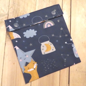 Gyermek szendvics csomagoló garnitúra színes vízhatlan belsővel - Jó éjt kis rókás - Akció! - táska & tok - uzsonna- & ebéd tartó - szendvics csomagoló - Meska.hu