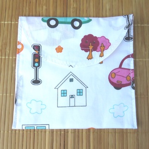 Újra szalvéta-tasak garnitúra - Színes autók - táska & tok - uzsonna- & ebéd tartó - szendvics csomagoló - Meska.hu