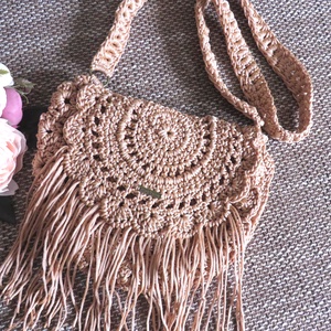 Rojtos boho táska, Táska & Tok, Kézitáska & válltáska, Válltáska, Horgolás, MESKA