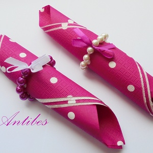 Pink-fehér - szalvétagyűrűk - otthon & életmód - konyhafelszerelés, tálalás - konyhai textil - szalvéta - Meska.hu