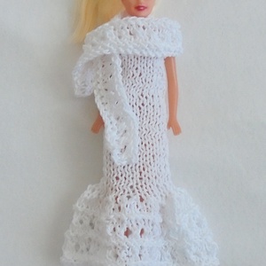 Kislányok öröme - Barbie fehér sellő ruhája sállal, Játék & Sport, Baba & babaház, Babaruha, babakellék, Kötés, MESKA