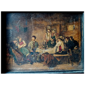 Lánykérés, 100 éves antik olajnyomat - művészet - festmény - olajfestmény - Meska.hu