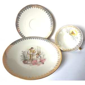Vintage Bavaria Mitterteich elsőáldozó vagy keresztelő mintás készlet - otthon & életmód - konyhafelszerelés, tálalás - tálalás - teás- és kávés pohár, készlet - Meska.hu