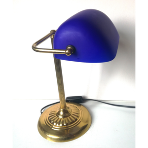 Retro kék bankárlámpa - otthon & életmód - lámpa - hangulatlámpa - Meska.hu