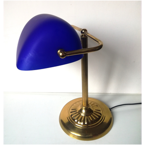 Retro kék bankárlámpa - otthon & életmód - lámpa - hangulatlámpa - Meska.hu