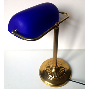 Retro kék bankárlámpa - otthon & életmód - lámpa - hangulatlámpa - Meska.hu
