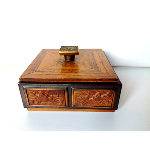 Vintage faragott kincses dobozka oldtimerekkel - otthon & életmód - dekoráció - asztal és polc dekoráció - díszdoboz - Meska.hu