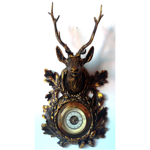 Bronzírozott szarvas trófea, barométerrel - otthon & életmód - lámpa - hangulatlámpa - Meska.hu