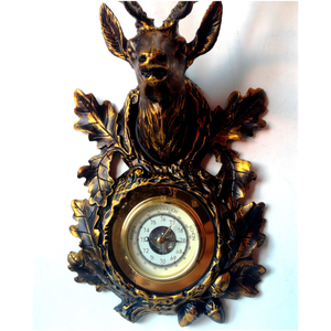 Bronzírozott szarvas trófea, barométerrel - otthon & életmód - lámpa - hangulatlámpa - Meska.hu