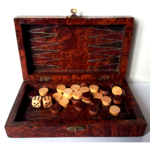 Vintage ostábla, backgammon játék Sandarac fából faragva - játék & sport - táblajáték és kártyajáték - sakk - Meska.hu