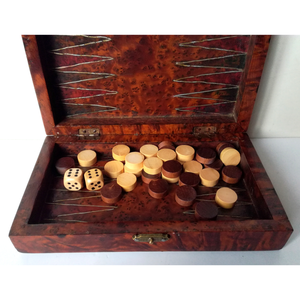 Vintage ostábla, backgammon játék Sandarac fából faragva - játék & sport - táblajáték és kártyajáték - sakk - Meska.hu