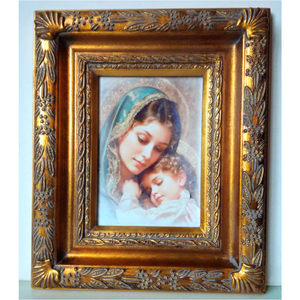 Madonna a gyermekkel, porcelán alapon arany keretben, Művészet, Festmény, Festmény vegyes technika, Famegmunkálás, Mindenmás, MESKA