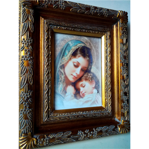 Madonna a gyermekkel, porcelán alapon arany keretben - művészet - festmény - festmény vegyes technika - Meska.hu