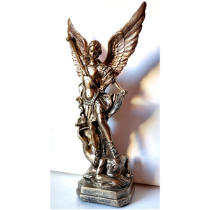 Szent Mihály arkangyal legyőzi a sátánt, bronzírozott szobor - művészet - szobor - kő - Meska.hu